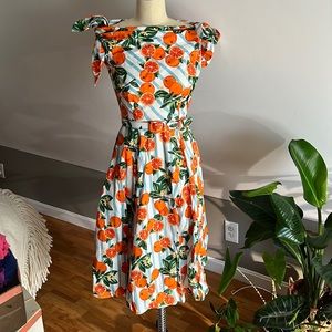 ModCloth Giordana Oranges and Stripes Swing Dress